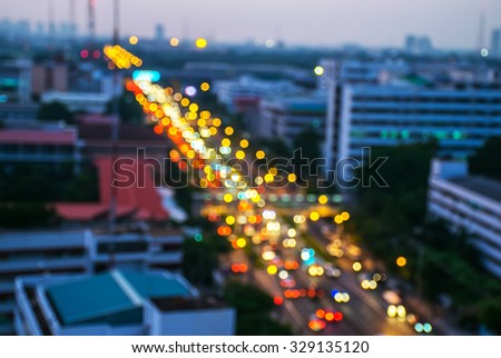 Lights of cars on the road, Bokeh from the lights of cars on the road, blur lights,blur lights From the street At night,beautiful blur lights,