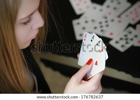 woman with cards