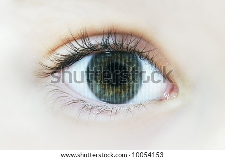 Human eye with binary digits