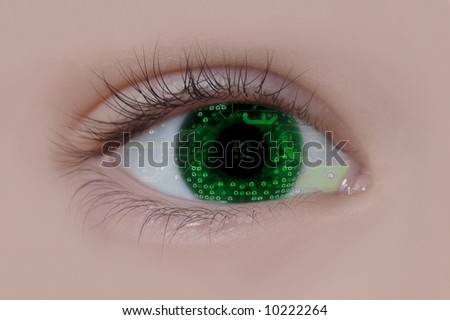 Human eye with computer board in it