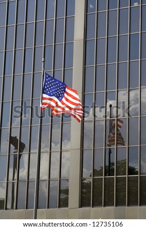 flag reflected in windows
