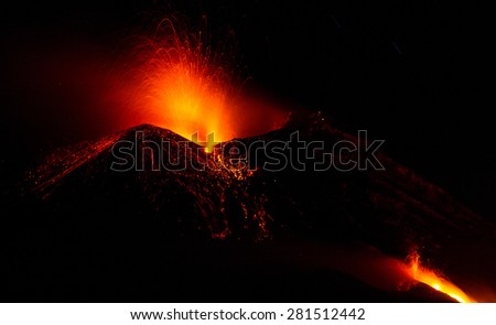 Volcano Eruption. Mount Etna eruption