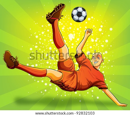 Soccer Player Flying Shooting a Ball EPS 10 file version Soccer Player Flying Shooting a Ball EPS 10 file version