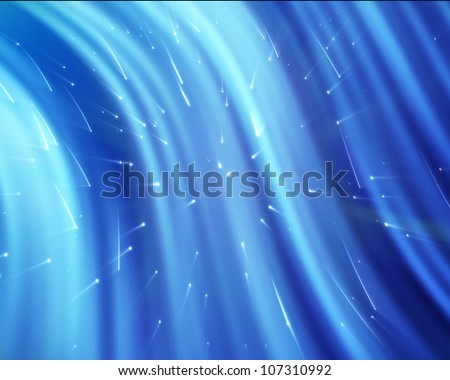 Blue streams of light with shining stars against a colourful background