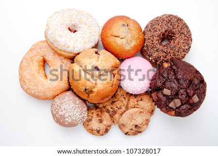 Choice of pastry against a white background