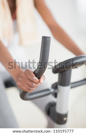 Focus on an exercise bike in a living room