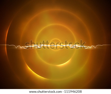 Background of orange and light green circle with a lightning in the middle
