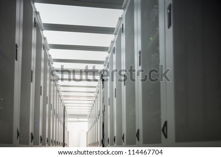 Hallway with a row of data stores