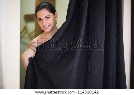Woman in the changing room of clothing store