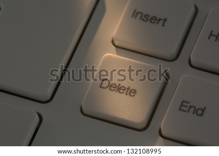 Keyboard with a close up of the delete key
