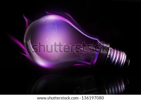 Purple light bulb in the dark