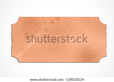Stained orange paper label on white background