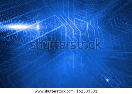 Digitally generated futuristic blue circuit board
