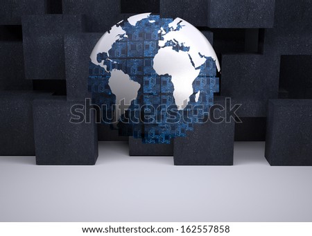 Digital globe on black abstract background