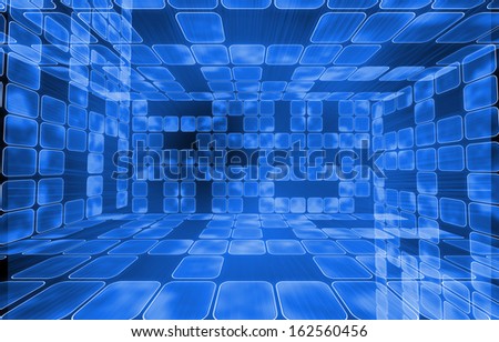 Digitally generated futuristic room of squares