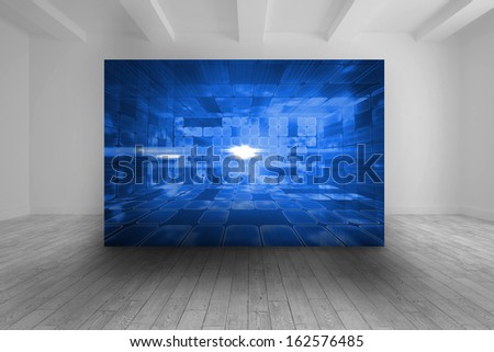 White room with abstract blue picture
