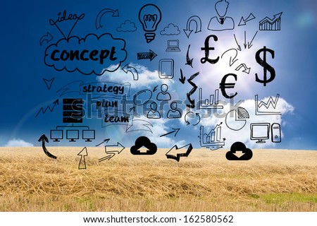 Business graphics over countryside