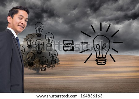 Composite image of business plan on dark countryside