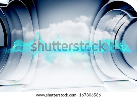 Abstract blue design on clouds in structure