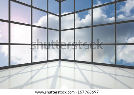 Blue sky seen through window