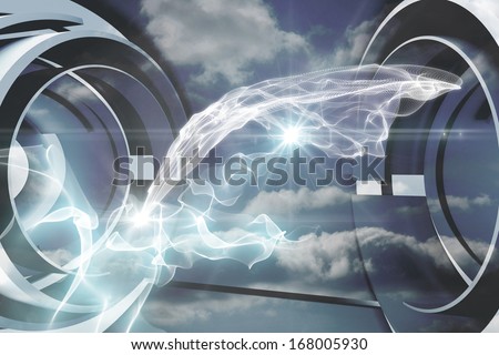 Cloud and energy design on a futuristic structure