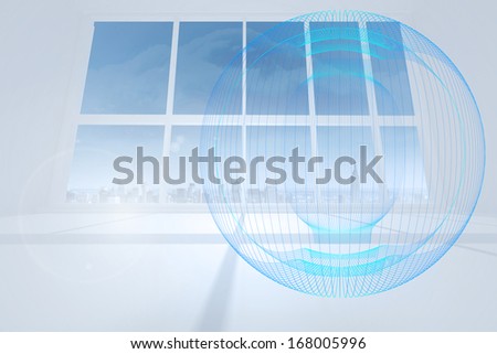 Abstract blue design in white room