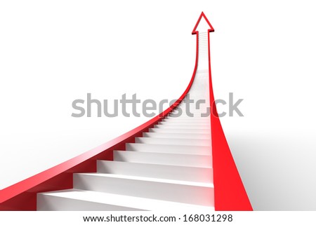 Red arrow with steps graphic
