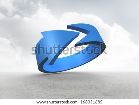 Blue arrow in a desert landscape