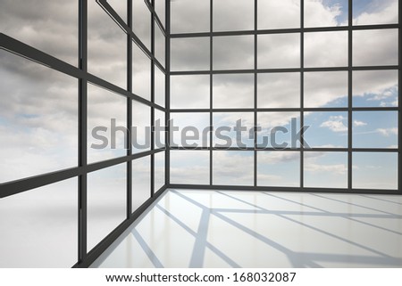 Blue sky seen through window