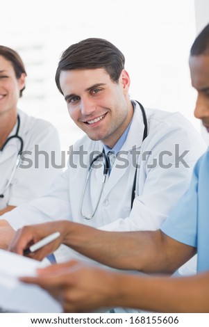 Group of young doctors in a meeting at hospital