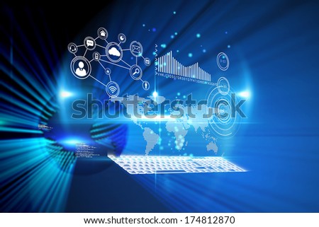 Technology interface against digital earth background