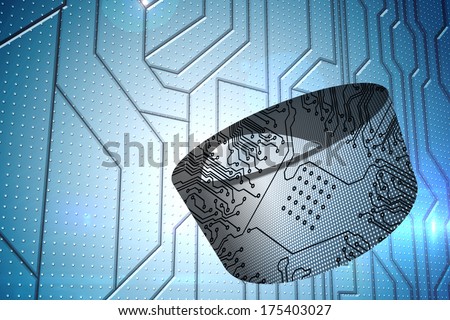 Circuit board on abstract screen against circuit board on futuristic background