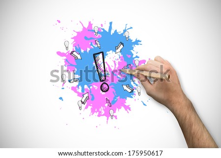 Hand holding a pencil against white background with vignette