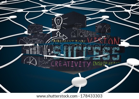 Success brainstorm on abstract screen against shiny lines on black background