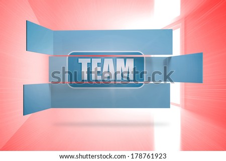 Composite image of team banner on abstract screen against bright red room