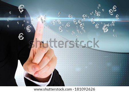 Digital composite of finger pointing to euro signs