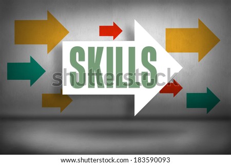 The word skills against arrows pointing