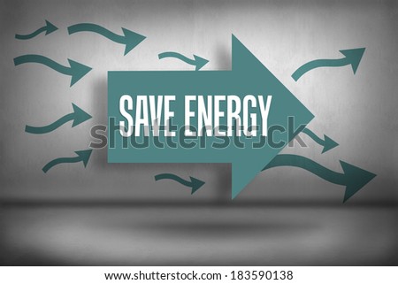 The word save energy against arrows pointing