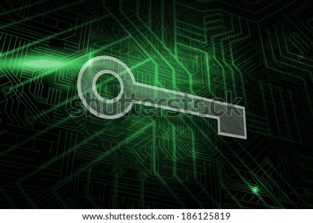 Key against green and black circuit board