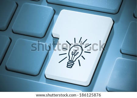 Idea and innovation graphic against white enter key on keyboard