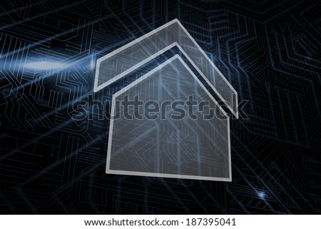 House against futuristic black and blue background