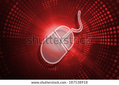 Computer mouse against red pixel spiral