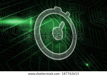 Stopwatch against green and black circuit board