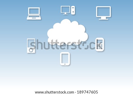Cloud computing graphic with icons on blue background