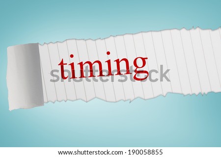 The word timing against blue vignette