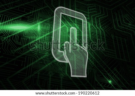 Tablet pc against green and black circuit board
