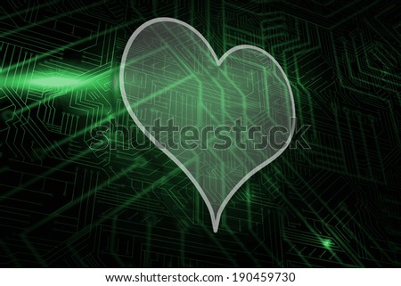 Heart against green and black circuit board
