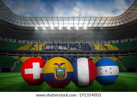 Group e world cup footballs in large stadium