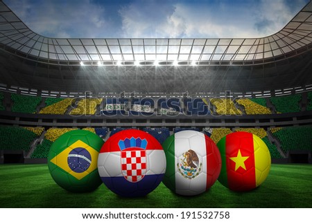 Group a world cup footballs in large stadium