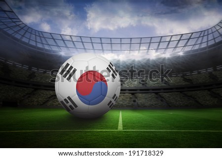 Football in south korea colours in large football stadium with lights